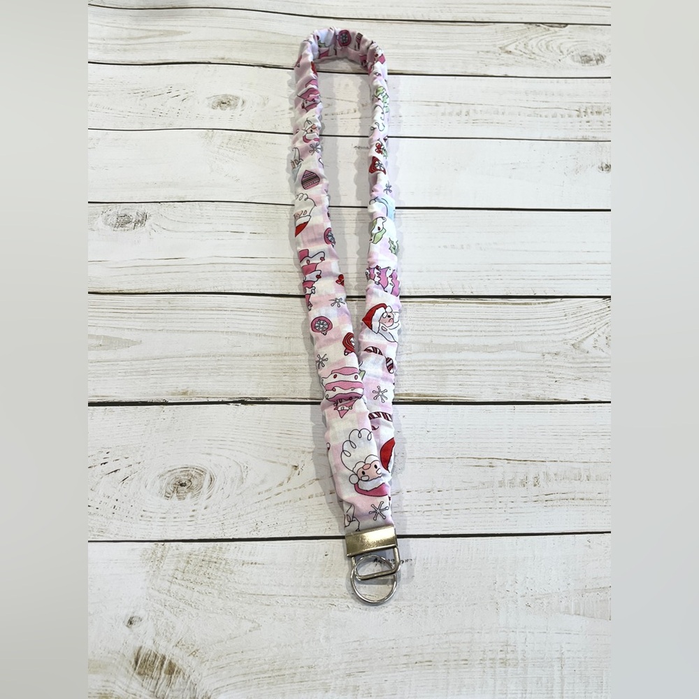 Festive Pink Santa Kids Lanyard